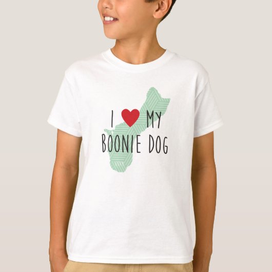 子供のI愛私のBoonie犬のワイシャツ(緑) Tシャツ (正面)