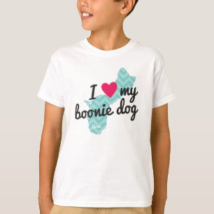 子供のI愛私のBoonie犬のワイシャツ(青い) Tシャツ