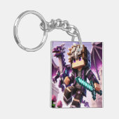 子供のIDラベルブロックスタイルダークドラゴンソード キーホルダー (正面左)