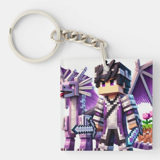 子供のIDラベルブロックスタイルダークドラゴンソード キーホルダー (正面)