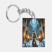 子供のIDラベルBlockstyle Minecrafty Adventure キーホルダー (正面左)