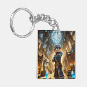 子供のIDラベルBlockstyle Minecrafty Adventure キーホルダー (正面左)