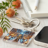 子供のIDラベルBlockstyle Minecrafty Adventure キーホルダー (正面右)