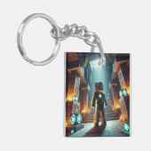 子供のIDラベルBlockstyle Minecrafty Adventure キーホルダー (正面左)