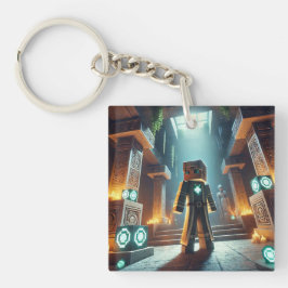 子供のIDラベルBlockstyle Minecrafty Adventure キーホルダー