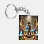 子供のIDラベルBlockstyle Minecrafty Adventure キーホルダー (正面左)