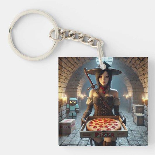 子供のIDラベルBlockstyle Minecrafty Adventure キーホルダー (正面)