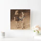 子供のPHOTOクロックテンプレート スクエア壁時計 (ホーム)