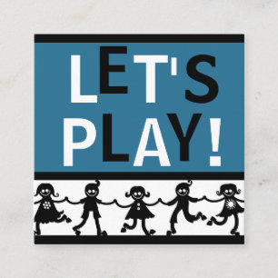 子供のPlaydateは青、白及び黒を梳きます スクエア名刺