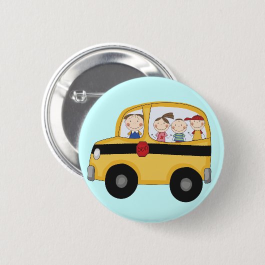 子供のTシャツおよびギフトが付いているスクールバス 缶バッジ (正面&裏面)