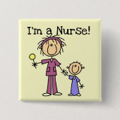 子供のTシャツおよびギフトを持つナース 缶バッジ (正面)