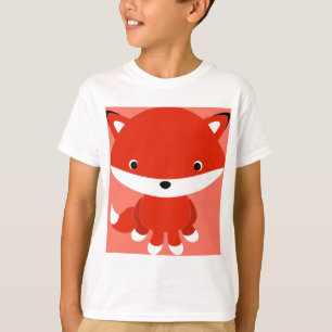 子供のTシャツのかわいい漫画のオレンジキツネ Tシャツ
