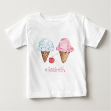 子供のTシャツ：アイスクリーム+名前