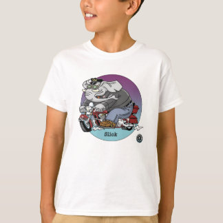 子供のTシャツ-、バイクもしくは自転車に乗る人動物の©はあります滑らかな Tシャツ