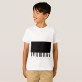 子供のTシャツ-ピアノキーボードの白黒 Tシャツ (正面フル)