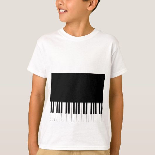子供のTシャツ-ピアノキーボードの白黒 Tシャツ (正面)