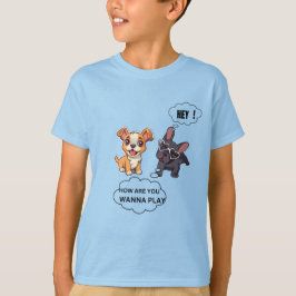 子供のTシャツ　二匹の犬の友達がおしゃべり Tシャツ
