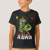 子供のTレックスの恐竜のロボットRawrの誕生日の男の子のパーティー Tシャツ (正面)