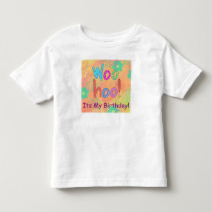 子供のWoohoo私の誕生日のオレンジのグラフィック トドラーTシャツ