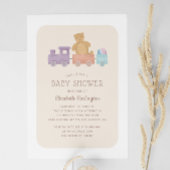 子供はおもちゃと可愛いクマ。赤ちゃん男女兼用シャワー 招待状