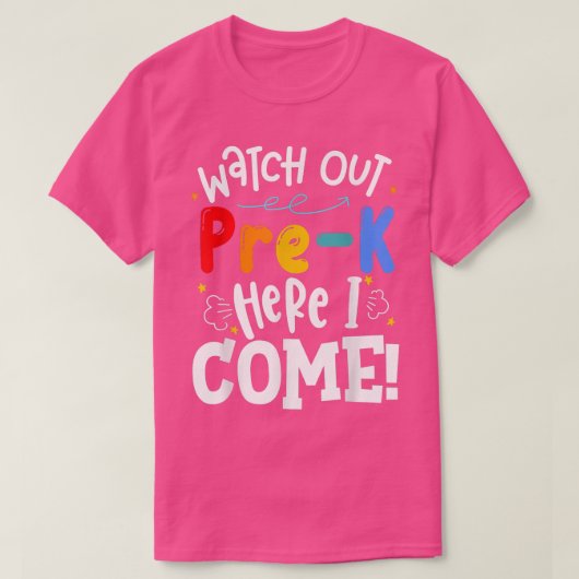 子供はここで私の女の子の来前に戻るprekを見る tシャツ (デザイン正面)