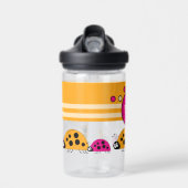 子供はイニシャルladybugsオレンジ色ピンクを追加 ウォーターボトル (正面)