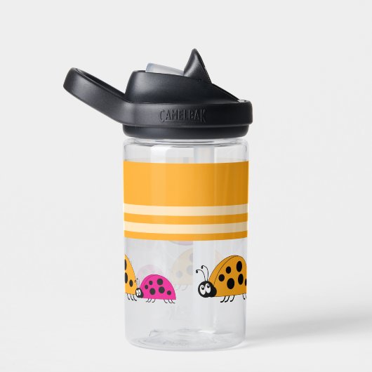 子供はイニシャルladybugsオレンジ色ピンクを追加 ウォーターボトル (右面)