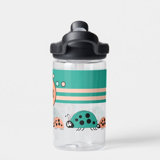 子供はイニシャルladybugsグリーンサンゴを追加 ウォーターボトル (背面)