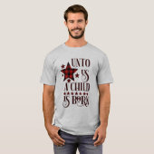 子供はクリスマス生まれバッファローのプレイドだ Tシャツ (正面フル)