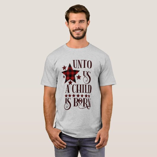 子供はクリスマス生まれバッファローのプレイドだ Tシャツ (正面フル)