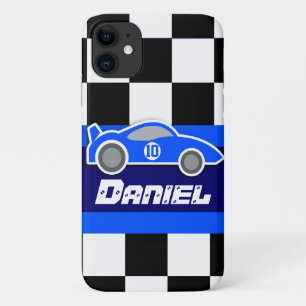 子供はスポーツ・カーのautosportsのiPodの青い箱を示しました iPhone 11 ケース