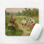 子供はフルートを演奏している羊飼いの話を聞きます マウスパッド (マウス)