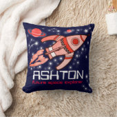 子供はロケットの宇宙探検家海軍赤の枕を示します クッション (ブランケット)