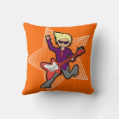 子供はロックスターのギターの男の子をオレンジ紫色の枕と名前を挙げます クッション (裏面)