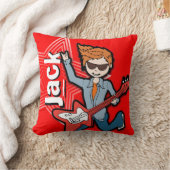 子供はロックスターのギターの男の子を明るく赤い枕と名前を挙げます クッション (ブランケット)