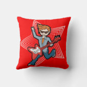 子供はロックスターのギターの男の子を明るく赤い枕と名前を挙げます クッション (裏面)