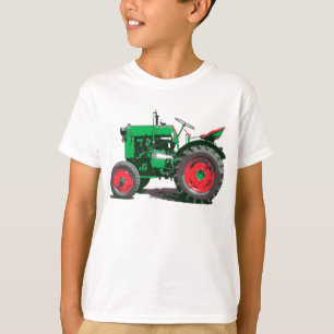 子供は大きい緑のトラクターを愛します Tシャツ