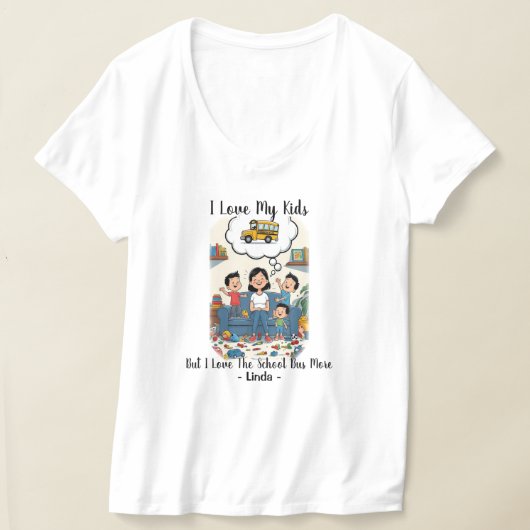 子供は大好きだけどスクールバスの方がもっと好き Tシャツ (レイダウン)