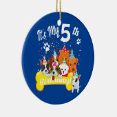 子供は犬と私の5歳の誕生日の幼児の女の子 セラミックオーナメント (右)