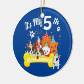 子供は犬と私の5歳の誕生日の幼児の女の子 セラミックオーナメント (左)