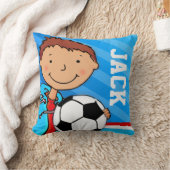 子供は男の子をフットボールのサッカーと青い枕クッション名前を挙げます クッション (ブランケット)
