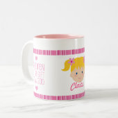 子供は神-青い目-からのギフト女の子です ツートーンマグカップ (正面左)