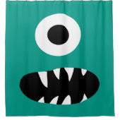 子供は色モンスターの顔1の注目された緑を選びます シャワーカーテン (正面)