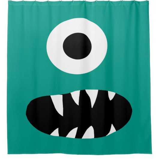 子供は色モンスターの顔1の注目された緑を選びます シャワーカーテン (正面)
