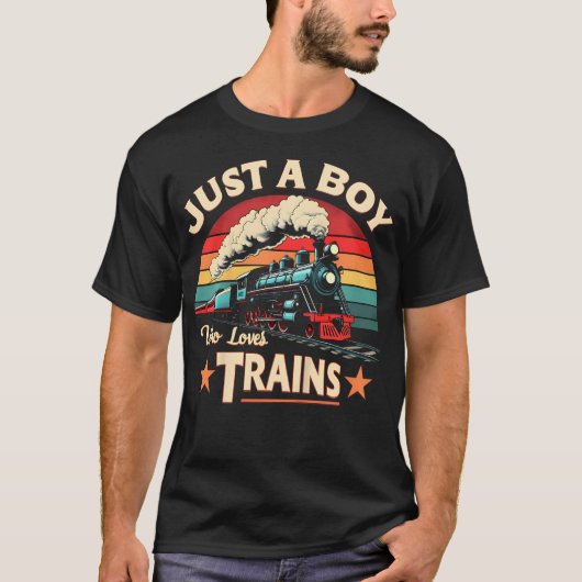 子供は電車が大好きな少年 キッズ 電車 トレーナー Tシャツ (正面)