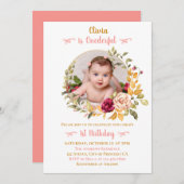 子供はonederful – ラウンドフォト第1の誕生日 招待状 (正面/裏面)