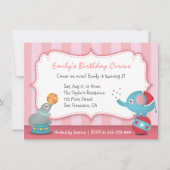 子供へかわいいサーカスの動物のテーマの誕生会 招待状 (正面)