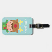 子供へかわいいトナカイの男の子のクリスマス ラゲッジタグ (正面横)