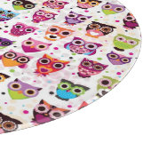 子供へかわいいフクロウの背景パターン カッティングボード (角)