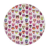 子供へかわいいフクロウの背景パターン カッティングボード (正面)